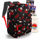 Hello Kitty Backpack for Girls - Bundle with 16” Hello Kitty School Backpack with Front Pocket Plus Water Bottle, Stickers, More | Hello Kitty Backpack for School