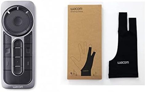 Wacom Express Key Remote for Cintiq & Intuos Pro (ACK411050) and Wacom Drawing Glove, Two-Finger Artist Glove for Drawing Tablet Pen Display