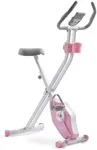 Sunny Health & Fitness Foldable Pink Magnetic Exercise X-Bike Pro, 300LB Capacity, Low-Impact, 14-Level Resistance, Ergonomic Support, SunnyFit® App Enhanced Bluetooth Connectivity - P2320