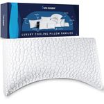 SUPA MODERN Cooling Side Sleeper Pillow for Neck and Shoulder Pain, Shredded Memory Foam Bed Pillows for Sleeping Set of 1 Adjustable Queen Size Curved Neck Pillow-Cooling Pillow with Washable Cover