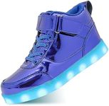 TUOBENHAP LED Light up Shoes Kids USB Rechargeable Glowing Luminous for Boys Girls Toddler Child, Blue, 11.5 Little Kid