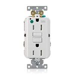 Leviton GFWT1-HGW 15 Amp, 125 Volt, SmartlockPro Self-Test GFCI Duplex Receptacle , NEMA 5-15R, 2P, 3W, Extra-Heavy Duty Hospital Grade, Weather & Tamper-Resistant, 20A Feed-Through, Back or Side Wired - WHITE