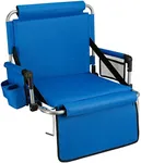 Alpcour Folding Stadium Seat with Back Support – Deluxe Waterproof Cushion Chair for Bleachers w/Arm Rests, Storage Pockets, Cup Holder & Shoulder Straps for Superior Support & Comfort