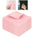 Beaface Microfibre Cleaning Cloths 10 Pack, Glass Cleaning Cloths Lint Free Scratch Free, Polishing Cleaning Cloths for Glass Windows Screens Mirrors, 30 x 30cm Blue (Pink 1)