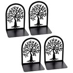 Coolnice Bookends, 2 Pair Black Steel Hollowed-out Root Tree Shape bookends, Decorativ Design Book Stopper for Gift, Book Binder and Dividers, School Supplies and Office Supplies Bookshelf