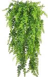 Artificial Hanging Ferns Plants LoveniMen 2 Pcs Vine, Fake Ivy Leaves Boston Greenery Fern Hanging Plant Vine Outdoor UV Resistant Plastic Plants for Wall Indoor Hanging Baskets Wedding Decor