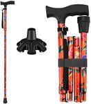 Walking Cane LIXIANG Cane for Woman | Mobility & Daily Living Aids | 5-Level Height Adjustable Walking Stick | Comfortable Plastic T-Handle Portable Walking Stick Folding Cane with Replace Tip