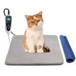 GOLOPET Cat Heating Pad 18x18in Pet Heating Pad for Cats,Waterproof+Smart Thermostat Switch, Adjustable Puppy Dog Heating Pad Mat,Chew Resistant Steel Cord,Complimentary Blue + Gray Fabric Cover R