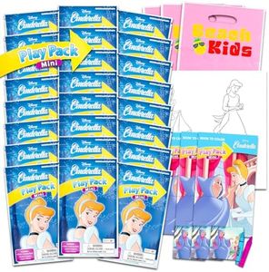 Disney Princess Cinderella Birthday Party Favors Set - Bundle with 24 Cinderella Play Packs | Mini Coloring Books, Stickers, and More for Goodie Bags (Cinderella Party Supplies)