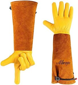 Morzejar Professional Gardening Gloves for Men&Women, Rose Pruning Gloves Thorn Proof, Adjustable Cuff, Breathable Leather Cowhide Long Garden Gloves,Garden Gifts & Tools for Gardener,Yard Work