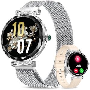 Fitonme 1.19" Reloj Inteligente Mujer, Recibir/Hacer Llamadas,Frecuencia Cardíaca SpO2,100+ Smartwatch Mujer Deportivos de Fitness, IP68 Resistente al Agua,Smartwatch Podómetro para iOS Android-Plata