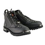 Milwaukee Leather MBM103 Men's Black Leather Lace-Up Motorcycle Boots w/Dual Side Zipper Entry - 12