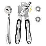 Tin Openers Can Opener 3-in-1, ZUCKLIGHT Stainless Steel Can Opener Manual That Work Comes with 2 Additional Smooth Edge Tin Opener Replacement Blades and Measuring Spoon Sealing Clip