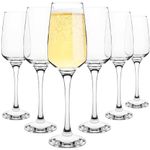 Homiu Crystal Champagne Flutes Set | Set of 6 | 230 ML | Florence Collection | Decorative Drinking Glassware Wine Prosecco Glasses | Gift for Women, Men, Wedding, Christmas | Dishwasher Safe