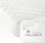 100% Cotton Organic Mattress Pad - Luxury Quilted Mattress Topper Protector Plush & Breathable Machine Washable Design - Fairtrade & GOTS Certified Premium 400GSM Thick with Deep Pocket (Cal King)