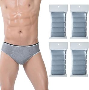 20 Packs Mens Cotton Disposable Underwear Panties Portable Briefs for Travel Fitness Hotel Spa Hospital Stays（Grey,L）