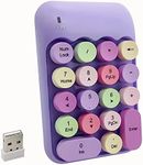 Seaciyan Wireless Number Pad, Ergonomic Cute Colorful Retro Mini Portable Numeric Keypad, 2.4G Cordless External Keyboard for Computer, Laptop (Purple)