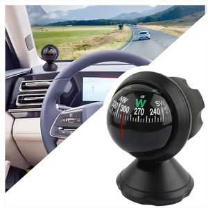 Compass for Car with Bottom Stick Car Compass Ball,Adjustible and Night Vision Car Compass Dashboard for Find Direction,Universal Car Accessories for Boat Car Truck SUV
