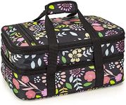 VP Home Insulated Casserole Carrier for Hot or Cold Food - 16x11x8-Inch Double Food Container Travel Bag - Expandable Compartments Lunch Bag - Garden Party Design