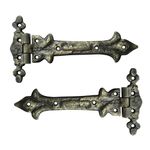 Adonai Hardware Adonijah Antique Cast Iron Strap T Hinge (7.9" x 2 Pack, Antique Brass) for Barn Doors, Gates, Kitchen Cabinets, Sheds, Wooden Box, Furniture, Cedar Chest and Trunks