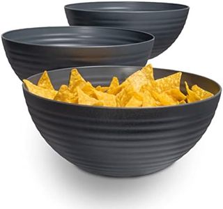 Hausfelder Set di 3 ciotole da 3,3 litri, ciotola da portata per snack, insalatiera, grande, infrangibile, lavabile in lavastoviglie, in plastica, senza BPA, colore: antracite e nero