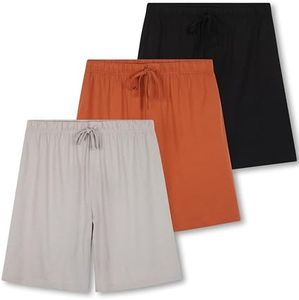 3 Pack: Men's Big and Tall Cotton Jersey Knit Shorts Sleep Bottoms Sleepwear PJ Pijama Para Hombres Drawstring Waistband Pockets Modal Button Fly Essentials Lounge Pajama PJ- Set 7, 4X