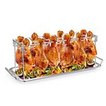 Onlyfire Stainless Steel Chicken Wing Leg Rack with Drip Tray for Smoker Grill,Oven and Charcoal Kettle,Hang Up to 14 Chicken Legs or Wings