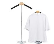purplemaple Adjustable T-Shirt Display Stand - Portable Black Metal Clothes Hanger Rack for Shirts, Coats, and Garments - Ideal for Retail Vendors
