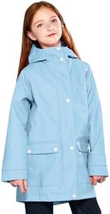SOLOCOTE Kids Rain Jacket Hooded Lined Rubber RainCoats for Girls Boys Waterproof Windproof, 180806 Light Blue 5-6Y