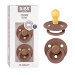 BIBS Colour Baby Pacifier 2-Pack | Made in Denmark | BPA Free Dummy Soother, Round Nipple. Natural Rubber Latex, Size 1 (0-6 Months), Woodchuck/Woodchuck