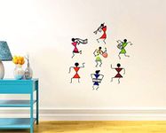 Decal O Decal Dancing Warli Art Self Adhesive Wall Sticker (Pack of 2)