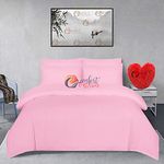 Comfort Collections Brushed 100% Cotton Flannel Flannelette Plain Duvet Quilt Cover Bedding Set Pink Double 200cm x 200cm Approximate