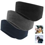 Komake Ear Warmers Headband,3 Pack Earmuff Headband Fleece Earmuffs Running Headband Winter Ear Covers Moisture Wicking Sweatband Ski Sport Headband For Men & Women (Black+Gray+Dark Blue) - Polyester