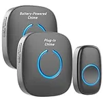 Wireless Doorbell for Home - SadoTech Waterproof Doorbell & Chimes Wireless Kit - At Over 1000-feet Range with 52 USA Doorbell Chime, 4 Levels Adjustable Volume and LED Flash Model CXRi (Matte Black)