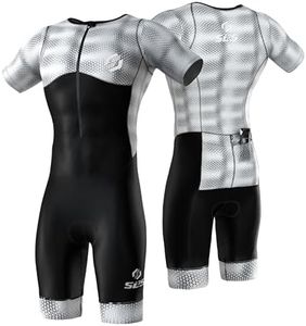 SLS3 Triathlon Suits Mens - Aerodynamic Sleeved Tri Suit Men – Lightweight Trisuit with Premium FX Fabrics - 2 Pockets (Blur, Small)