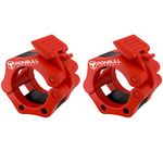 Barbell Collars (Pair) – Locking 2" Olympic Size Weight Clamps - Quick Release Collar Clips – Bar Clamps Great for Weight Lifting, Olympic Lifts and Strength Training (Red)