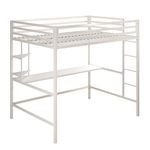 Novogratz Maxwell Metal Loft Bed with Desk & Shelves, Full, Off White