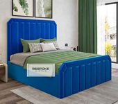 BESPOKE BEDS Upholstered Bed Frame, Bed Frame Double King Size Super, Plush Velvet Bed, Ottoman Storage Bed Frame (Navy Blue Plush Velvet, 3FT SINGLE)