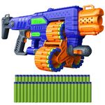 DART ZONE Savage Spin Semi-Auto Foam Dart Blaster – 45-Dart Triple-Drum Motorized Foam – NERF Dart Compatible Soft Bullet Toy Gun for Kids w. 45 Darts – AKA Adventure Force Gun – 80 ft Range