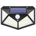 GIGALUMI GW-601 100 LED Solar Wall Light with 5.5V Panel BIS Approved 800mAh Battery 120° Wide Angle Wireless Motion Sensor IP65 Rated Security Lamp for Yard Fence Decor (Pack of 4, Cool White)