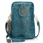 APHISON Small Crossbody Bags for Women, Lightweight Leather Cell Phone Purse, Mini Shoulder Handbags PEACOCK-BLUE