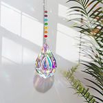 MerryNine Hanging Crystals Suncatcher Pendants, Gift for Mom, 76mm Colorful Teardrop K9 Crystal, Chandelier Lamp Prisms Drops Pendent for Windows Garden Tree Chandelier Curtain