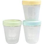 Beaba - Silicone Baby Food Storage Portions - Set of 3-100% Airtight - Stackable - Freezing/Defrosting - Microwave Friendly - Spring - 200 ml