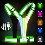 LED Reflective Running Vest Gear,Light Up Vest Runners Night Walking USB Rechargeable,Up to 11hrs Light with Adjustable Waist/Shoulder for Women Men Kid (Colorful Lights)