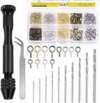 Mardatt 492Pcs Hand Drill Bits Set Includes Push Hand Drill, Micro Twist Drill Bits, 4MM 5MM 6MM Eye Screws(4 Colors) and Tweezers, Pin Vise Woodworking Hand Drill Kit for Craft DIY Jewelry