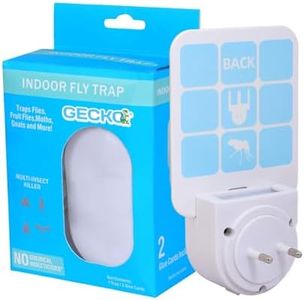 Gecko Flying Insect Trap 1 Plug in Device & 5 Refill Cartridges - Plug in Fly Trap & Indoor Bug Catcher for Gnats, House & Fruit Flies - Blue & UV Light Technology, Alternative to Bug Zapper