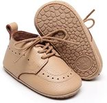 Greceen Infant Baby Boys Girls Leather Loafers Comfort Oxford Dress Wedding Shoes First Walker Outdoor Shoes Crib Shoes, Khaki, 0-6 Months Infant