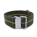 WAMD Elastic Parachute Style Watch Straps/Bands - Choice of Colour & Width (Dark Green and Yellow, 22mm)