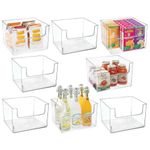 mDesign Plastic Open Front Food Storage Bin for Kitchen Cabinet, Pantry, Shelf, Fridge/Freezer - Organizer for Fruit, Potatoes, Onions, Drinks, Snacks, Pasta - 12" Wide, 8 Pack - Clear