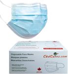 CKDCARES | LEVEL-3 Disposable Face Masks - Made in Canada, 3 Layered Pattern, Elastic Ear-loops and Adjustable Nose Bridge Strip - Adult Size, Pack of 50 (Blue)